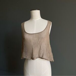 Seneca Rising Open Knit Tank Barneys NY Minimalist Linen Boho Crop Top Organic